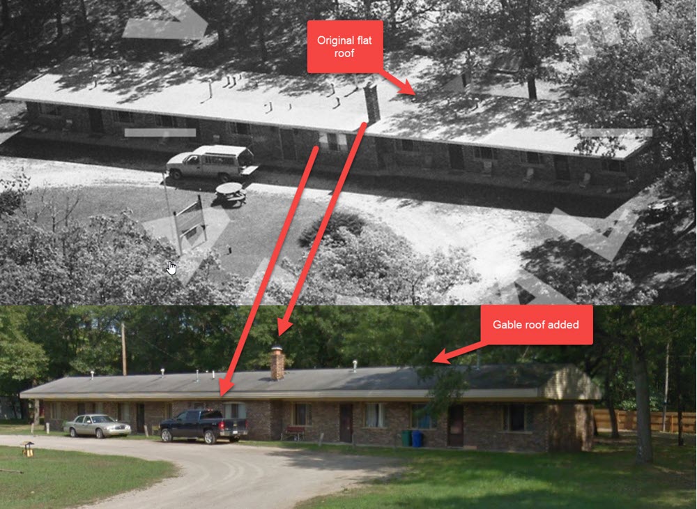 Oak Beach Resort (Four Oaks Motel) - Then Vs Now Comparison (newer photo)